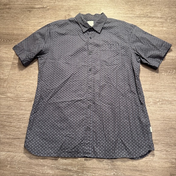 VOYAGER Shirt Mens XL Gray Geometric Print Short Sleeve Button Up  Cotton Adult - Picture 2 of 9